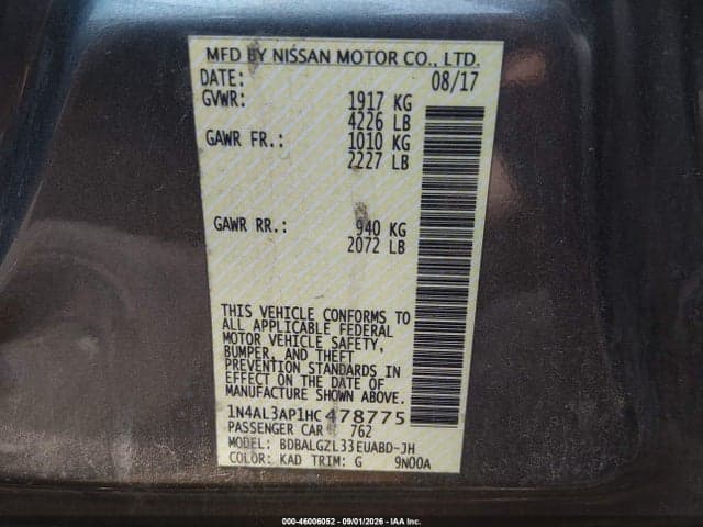 2017 NISSAN ALTIMA 2.5 S 9