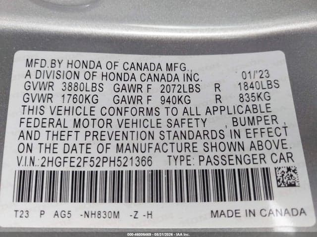 2023 HONDA CIVIC SPORT 9