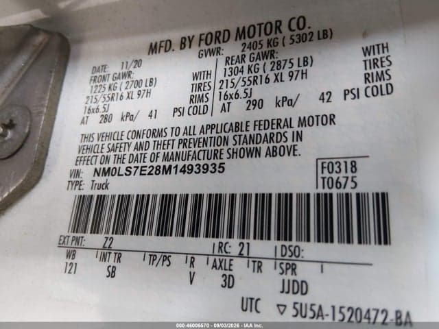 2021 FORD TRANSIT CONNECT XL 9