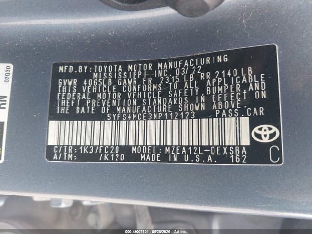 2022 TOYOTA COROLLA SE 9