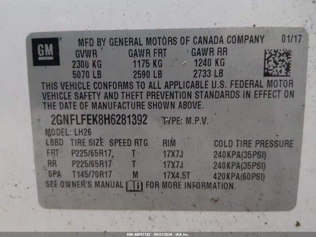 2017 CHEVROLET EQUINOX LT 9