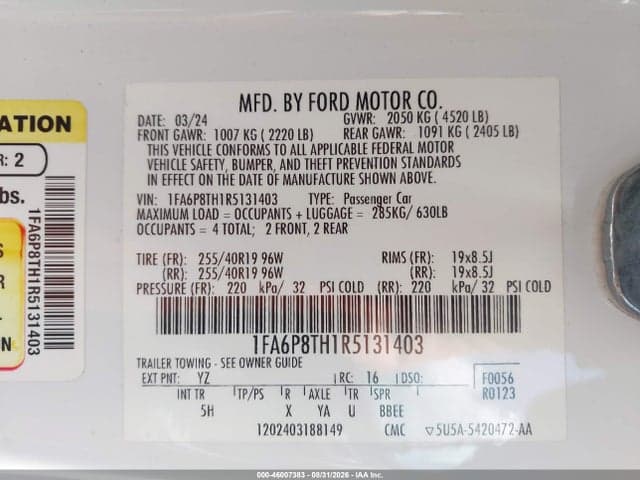 2024 FORD MUSTANG ECOBOOST PREMIUM FASTBACK 9