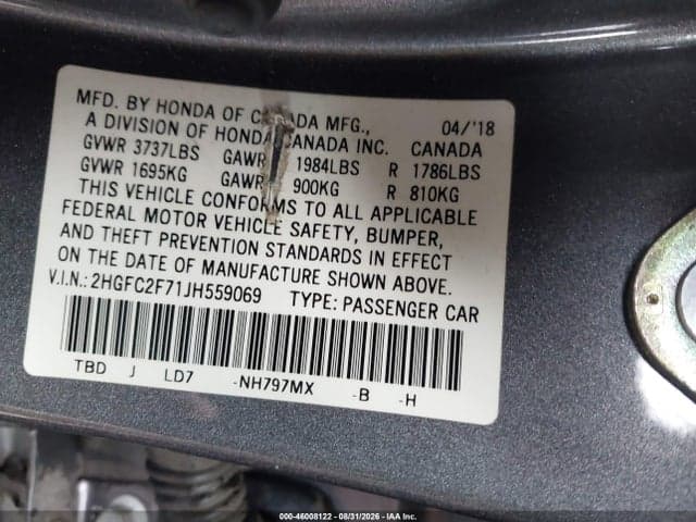 2018 HONDA CIVIC EX 9