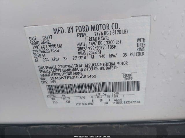 2017 FORD EXPLORER LIMITED 9