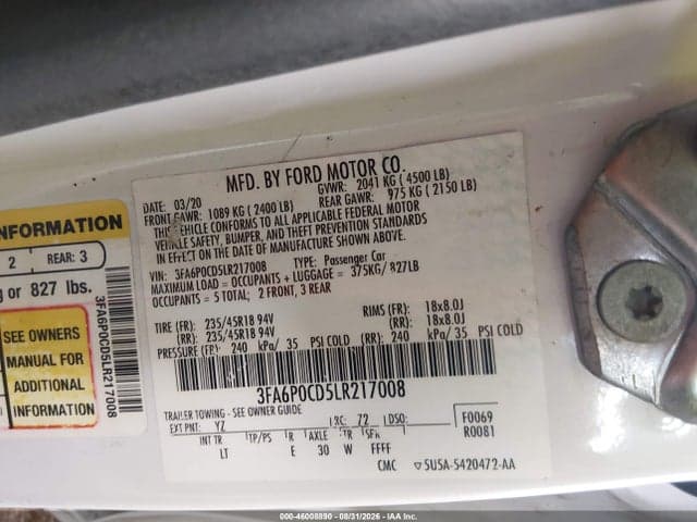 2020 FORD FUSION SEL 9