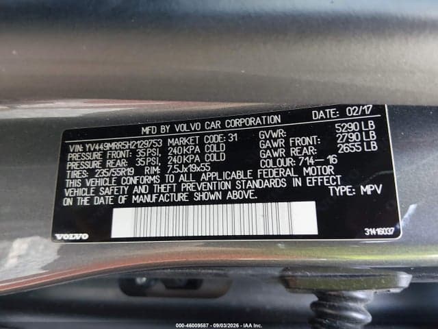 2017 VOLVO XC60 T6 DYNAMIC 9