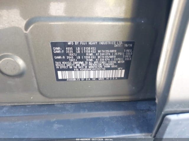 2017 SUBARU OUTBACK 2.5I LIMITED 9