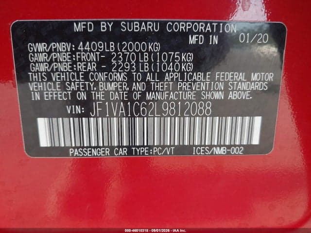 2020 SUBARU WRX PREMIUM 9