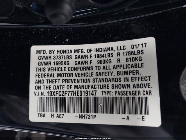 2017 HONDA CIVIC EX 9