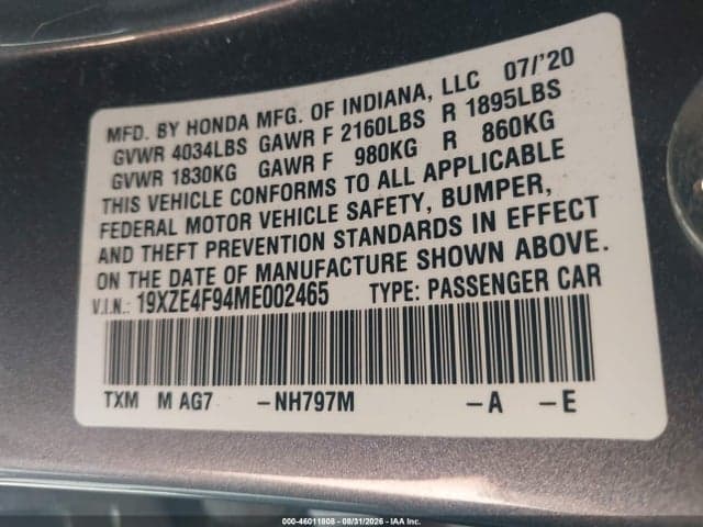 2021 HONDA INSIGHT TOURING 9