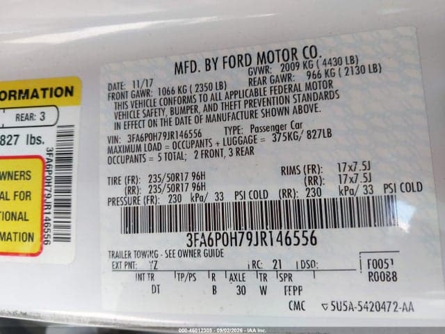 2018 FORD FUSION SE 9