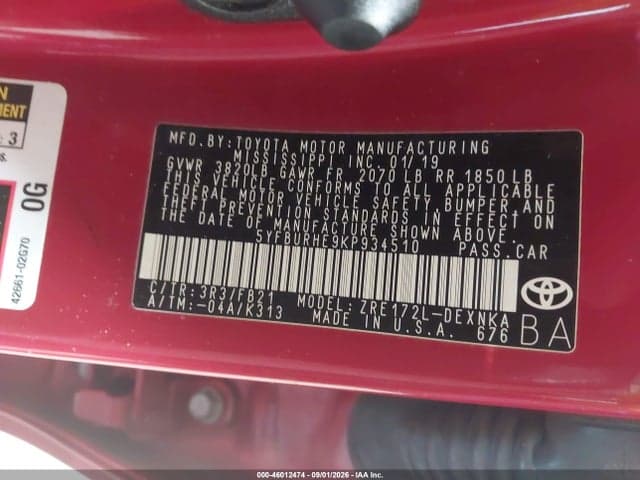 2019 TOYOTA COROLLA LE 9