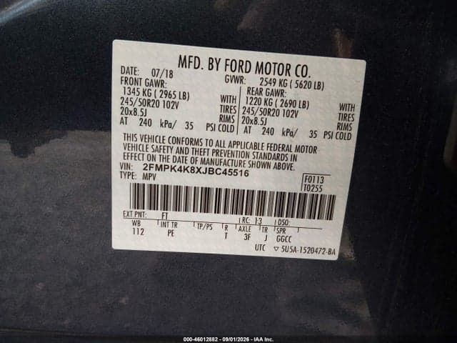 2018 FORD EDGE TITANIUM 9