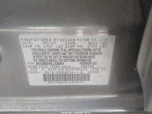 2020 NISSAN VERSA S XTRONIC CVT 9
