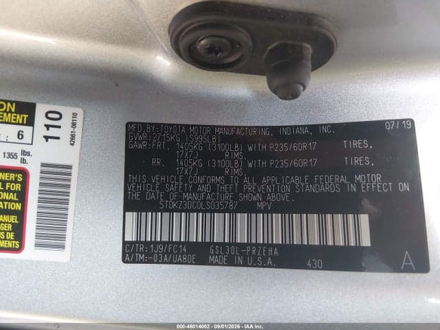 2020 TOYOTA SIENNA LE 9