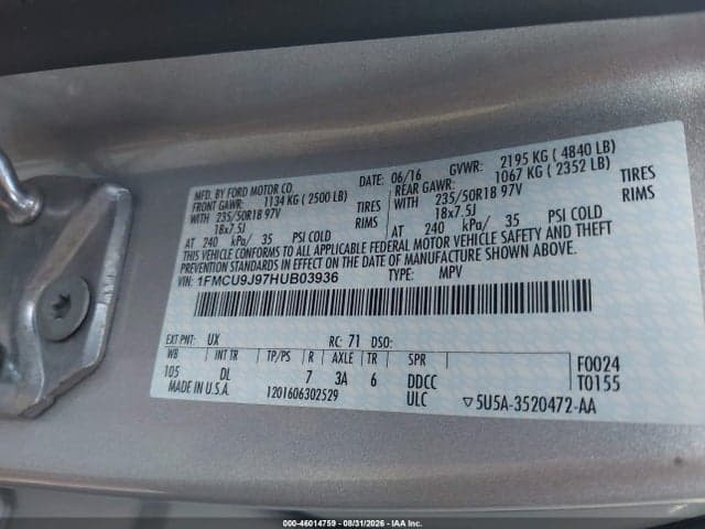 2017 FORD ESCAPE TITANIUM 9