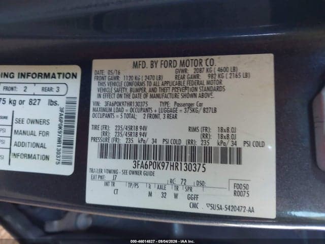 2017 FORD FUSION TITANIUM 8
