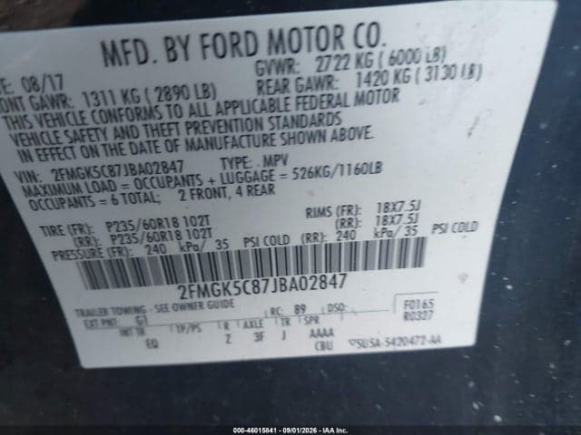 2018 FORD FLEX SEL 9