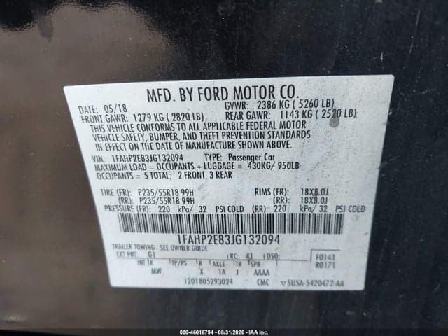 2018 FORD TAURUS SEL 9