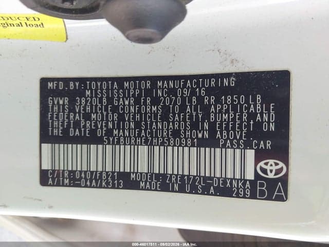 2017 TOYOTA COROLLA LE 9