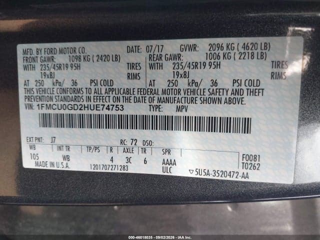 2017 FORD ESCAPE SE 9