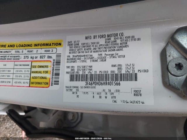 2017 FORD FUSION SE 9