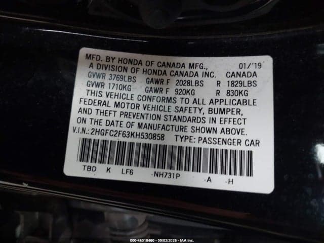 2019 HONDA CIVIC LX 9