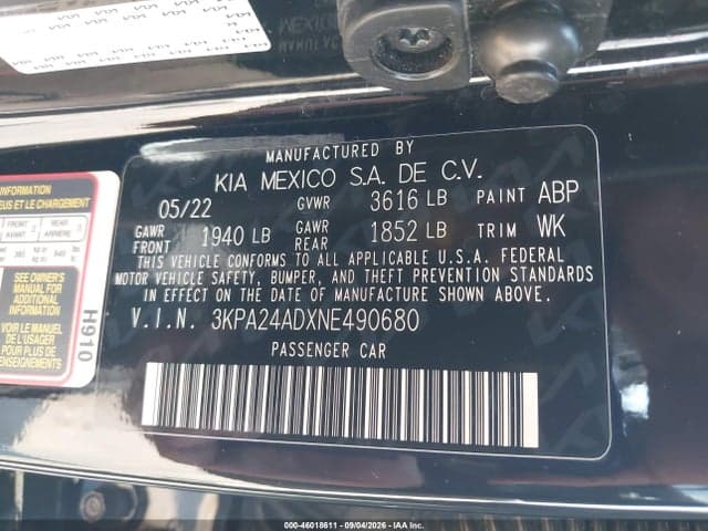 2022 KIA RIO S 9