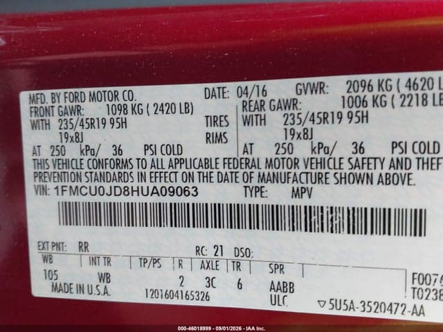 2017 FORD ESCAPE TITANIUM 9