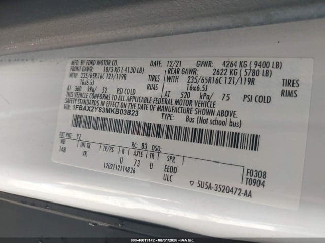 2021 FORD TRANSIT-350 PASSENGER VAN XL 9