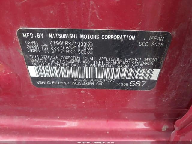2017 MITSUBISHI LANCER SE 9