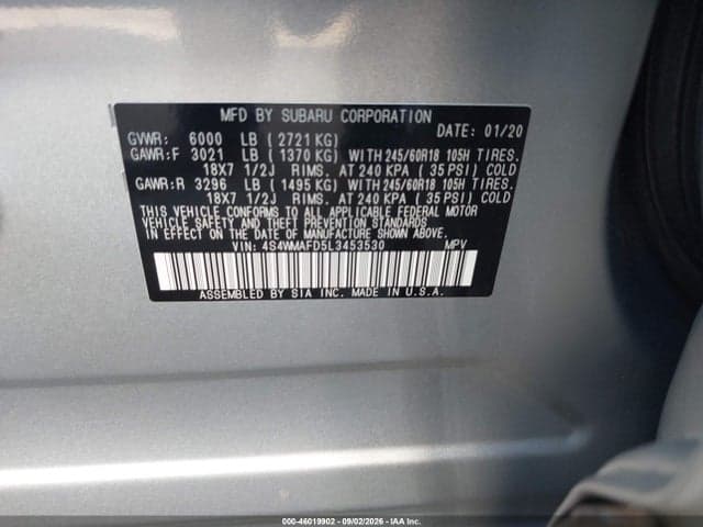 2020 SUBARU ASCENT PREMIUM 9