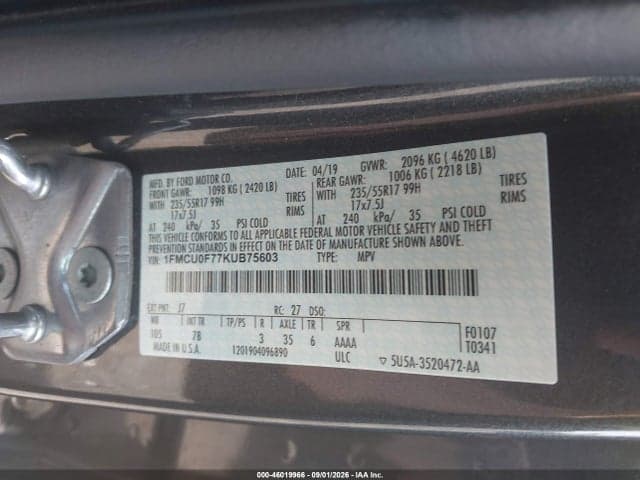 2019 FORD ESCAPE S 9