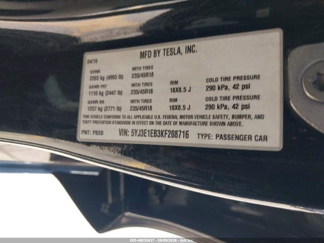 2019 TESLA MODEL 3 LONG RANGE/PERFORMANCE 9