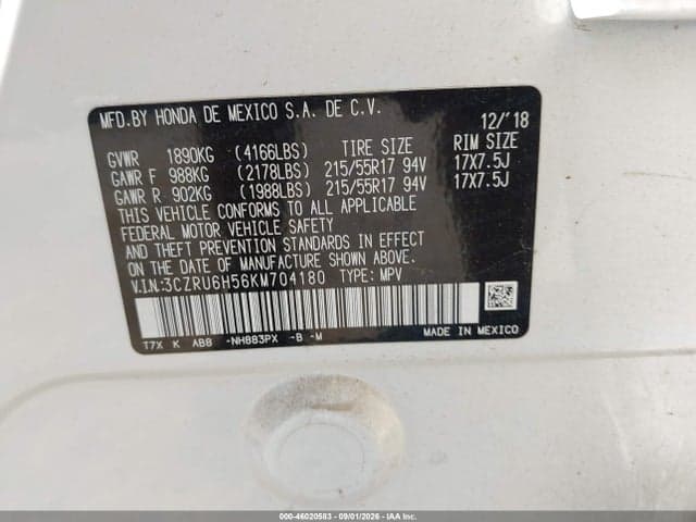 2019 HONDA HR-V EX 9