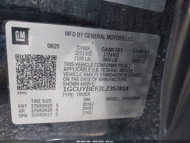 2020 CHEVROLET SILVERADO 1500 4WD SHORT BED CUSTOM 9