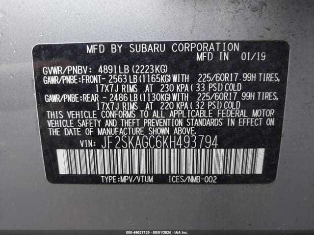 2019 SUBARU FORESTER PREMIUM 9