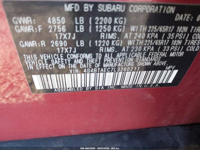 2020 SUBARU OUTBACK PREMIUM 9