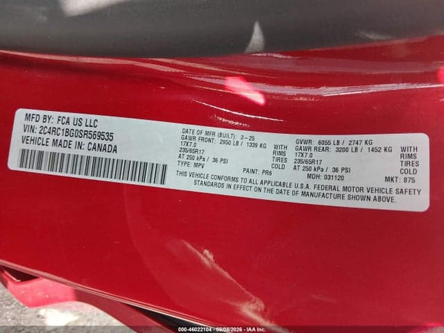 2025 CHRYSLER PACIFICA SELECT 9