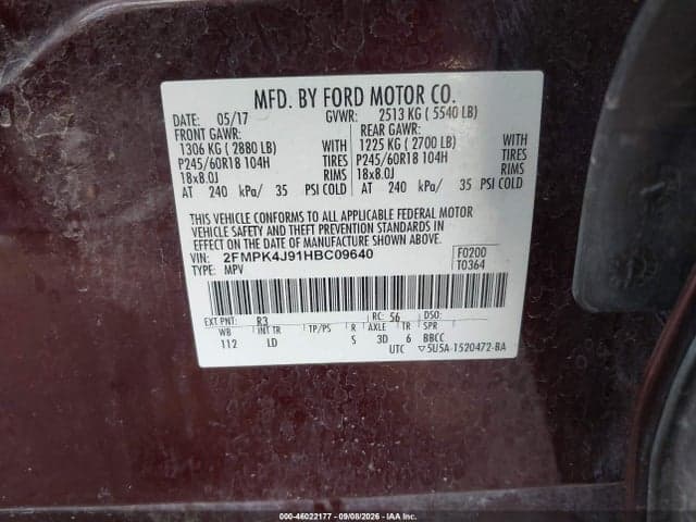 2017 FORD EDGE SEL 9