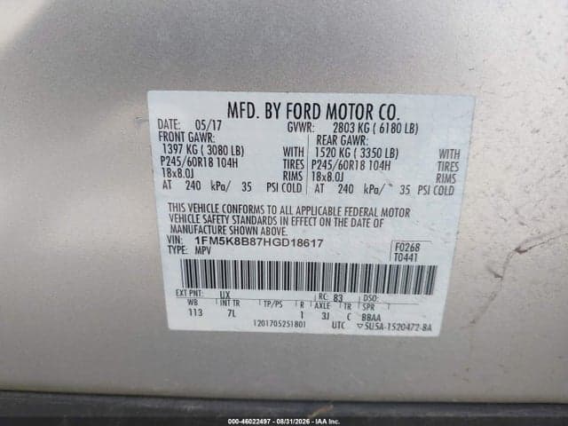 2017 FORD EXPLORER 9