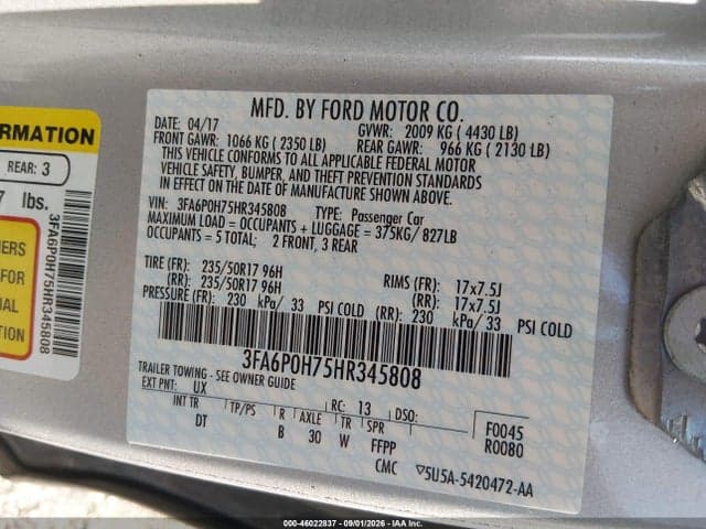 2017 FORD FUSION SE 9