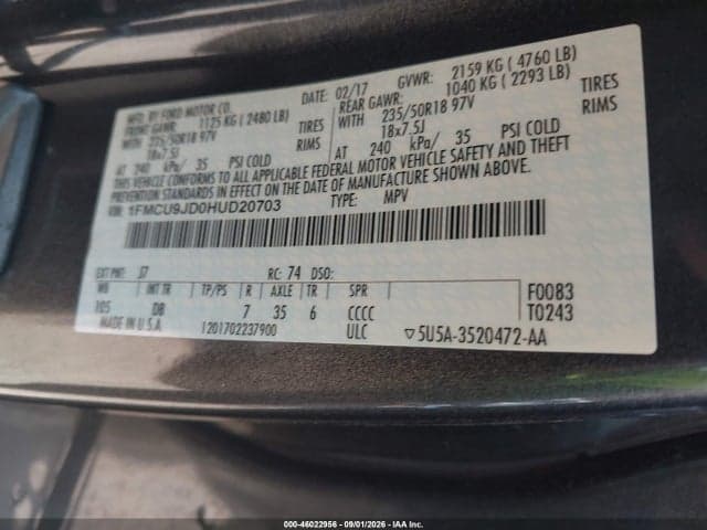 2017 FORD ESCAPE TITANIUM 9