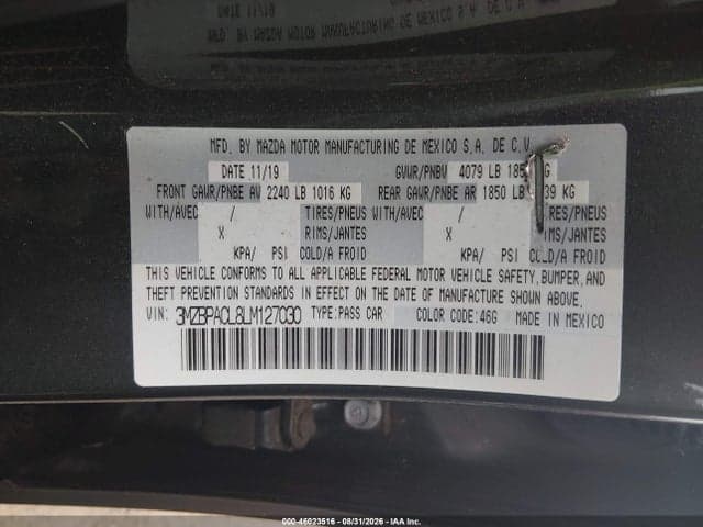 2020 MAZDA MAZDA3 SELECT PACKAGE 9