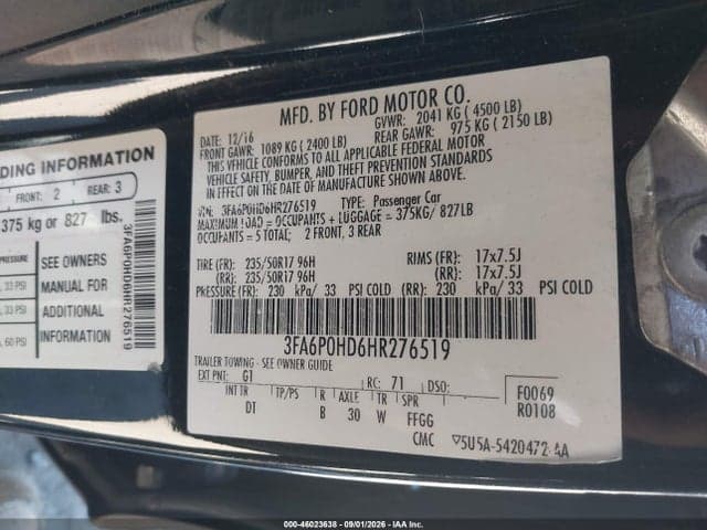 2017 FORD FUSION SE 9