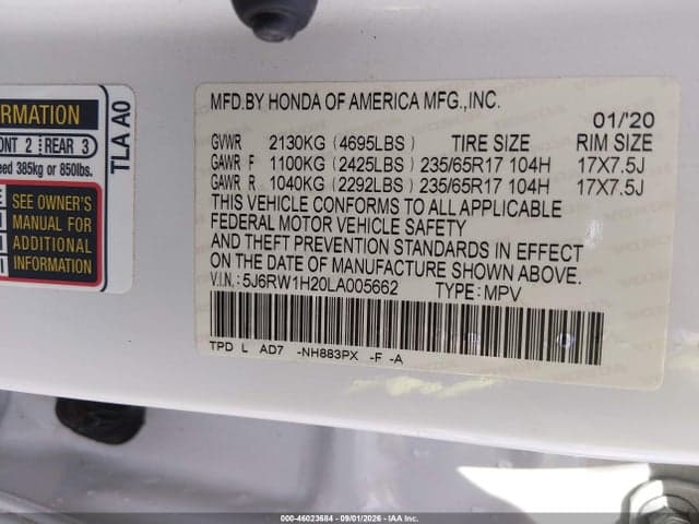 2020 HONDA CR-V 2WD LX 4