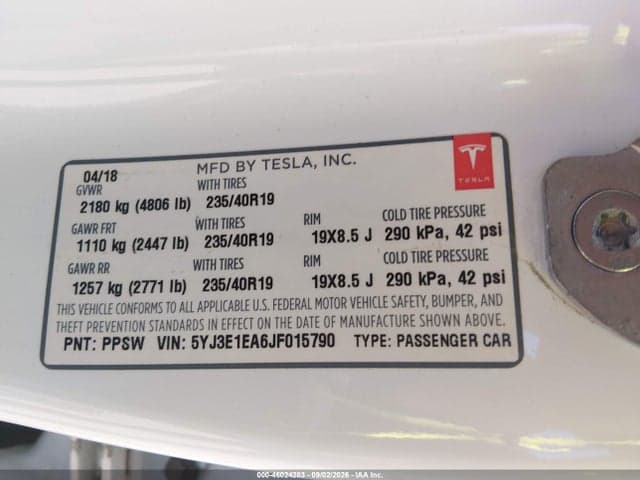 2018 TESLA MODEL 3 LONG RANGE/MID RANGE 9