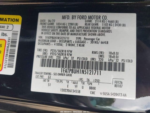2022 FORD MUSTANG ECOBOOST PREMIUM 9
