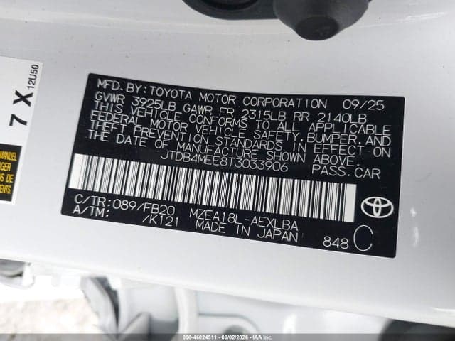 2026 TOYOTA COROLLA LE 9