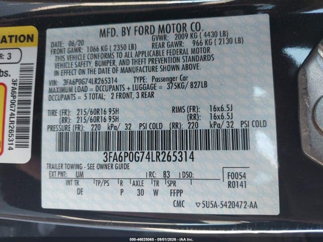 2020 FORD FUSION S 9
